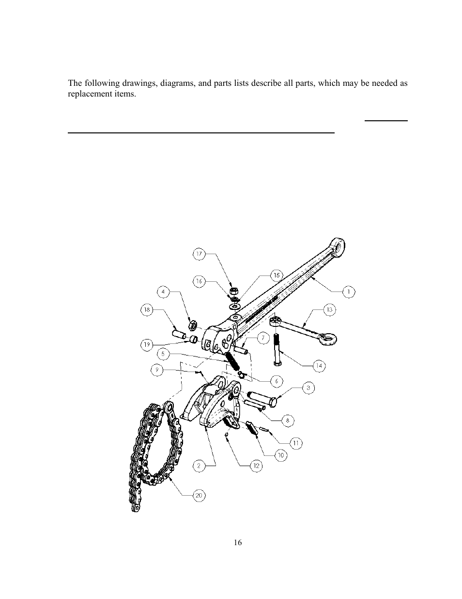 Parts list | GEARENCH LA16H (2-2 chain) PETOL Bull Tong User Manual | Page 18 / 19