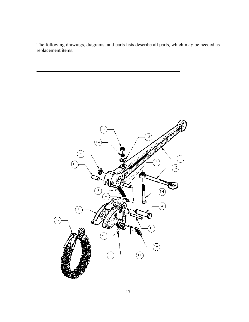 Parts list, Tong assembly parts list | GEARENCH LA16H (3-4 chain) PETOL Bull Tong User Manual | Page 19 / 21