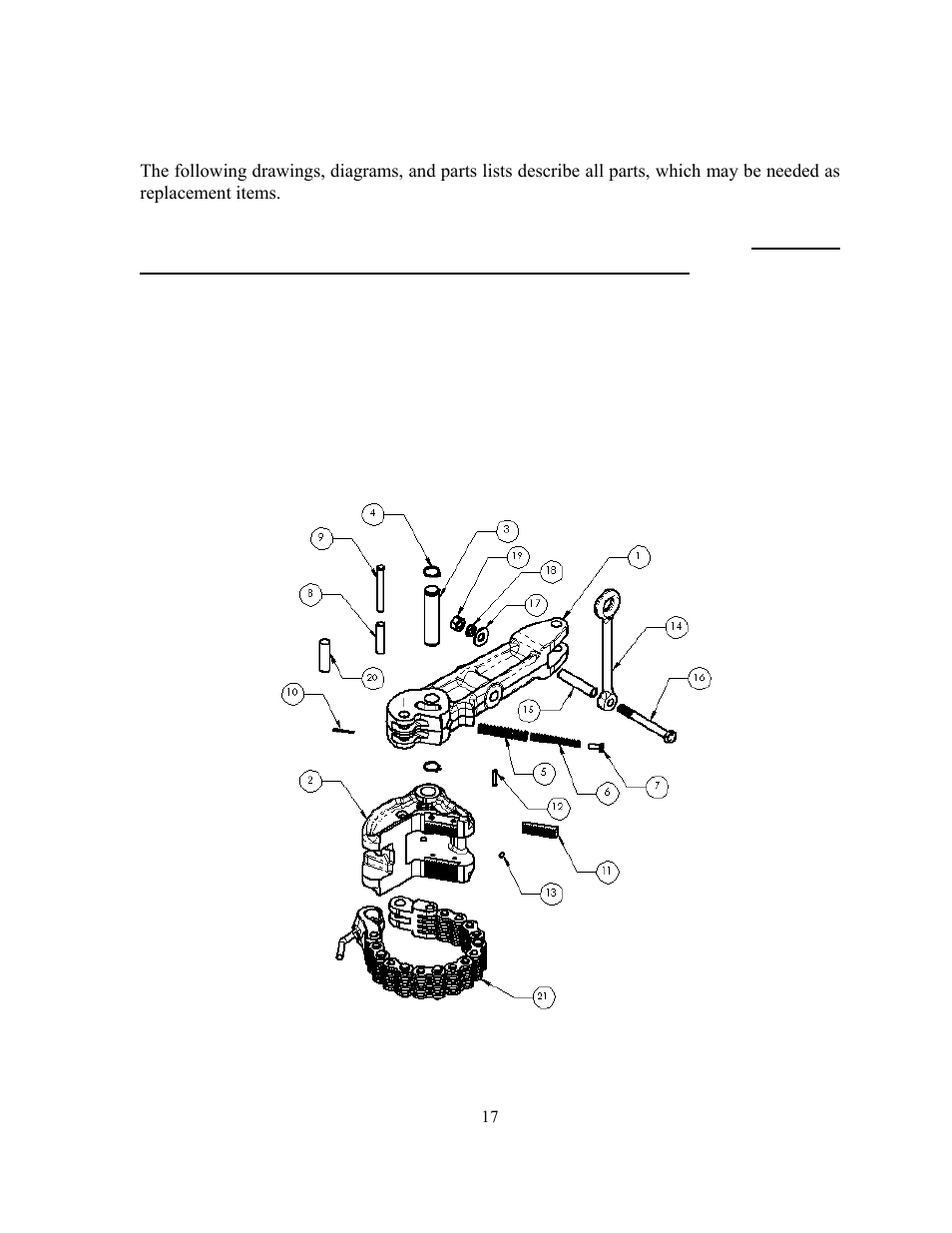 Parts list, Tong assembly parts list | GEARENCH LA116-C18 PETOL Bull Tong User Manual | Page 19 / 21