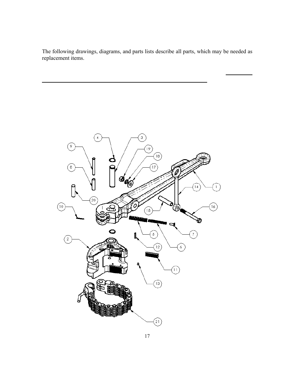 Parts list, Tong assembly parts list | GEARENCH LA116-23 PETOL Bull Tong User Manual | Page 19 / 21