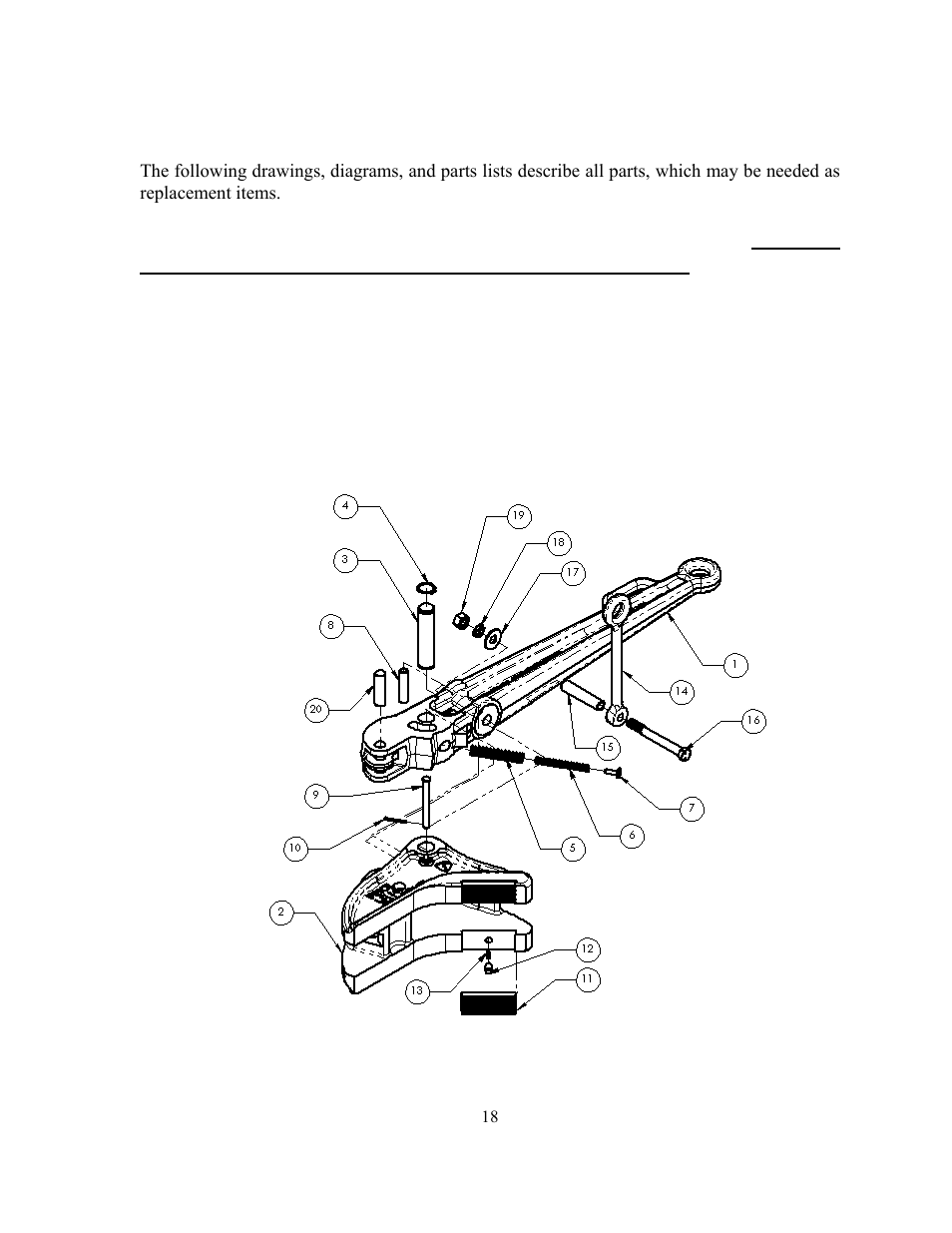 Parts list, Tong assembly parts list | GEARENCH LA116HX PETOL Bull Tong User Manual | Page 20 / 22