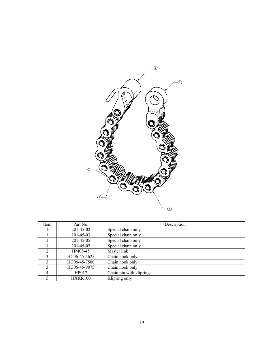 Chain assembly parts list | GEARENCH LA120 PETOL Bull Tong User Manual | Page 21 / 21