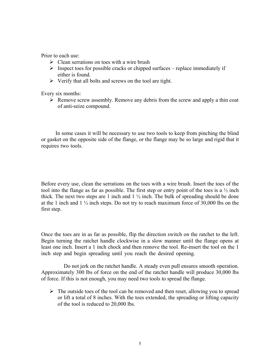 Pop-it® tool inspection, Operating procedure – flange work | GEARENCH PHD0535 PETOL POP-IT Flange Spreader & Prying Tool - Heavy Duty User Manual | Page 6 / 10