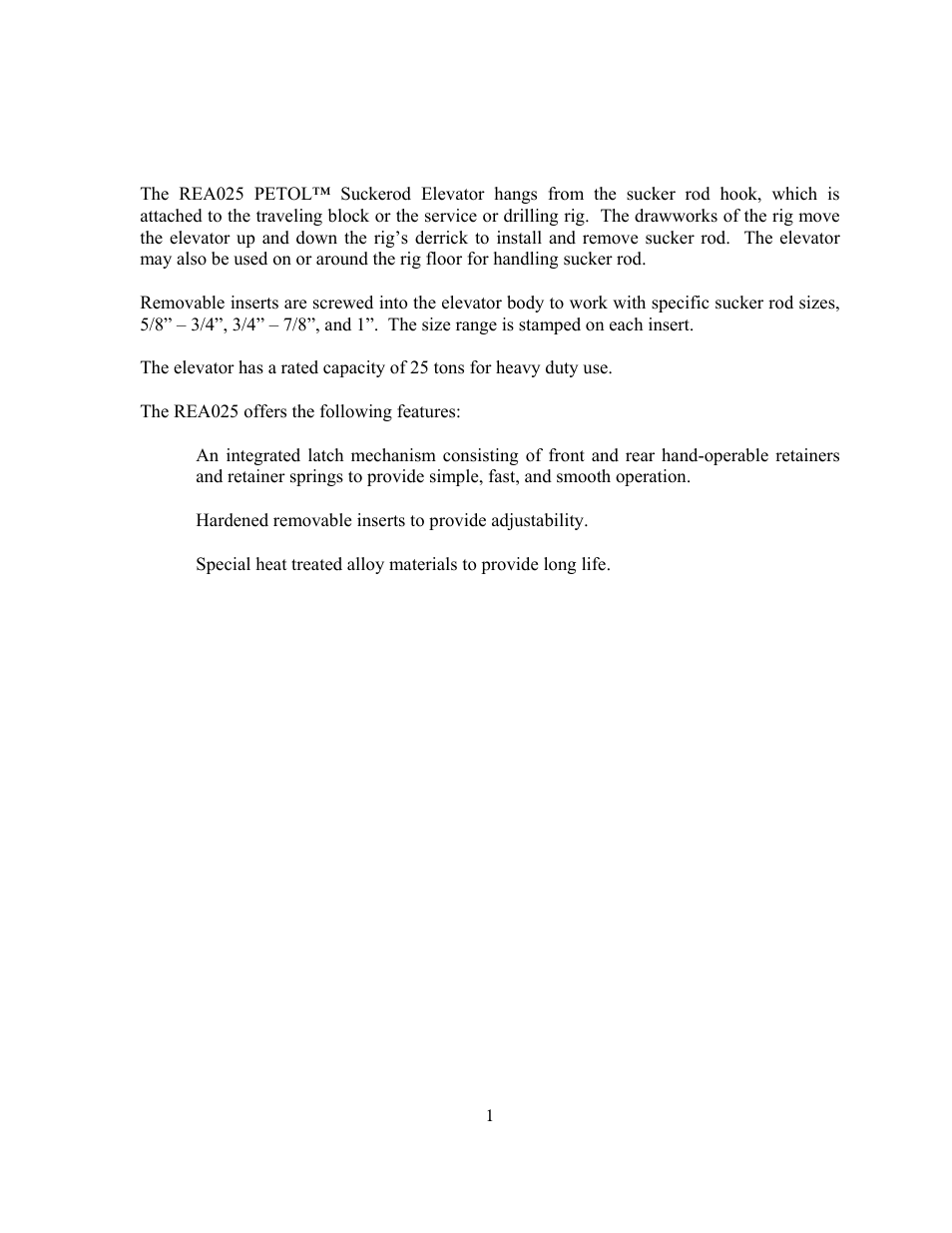 GEARENCH REA025 PETOL Suckerod Elevator User Manual | Page 3 / 11