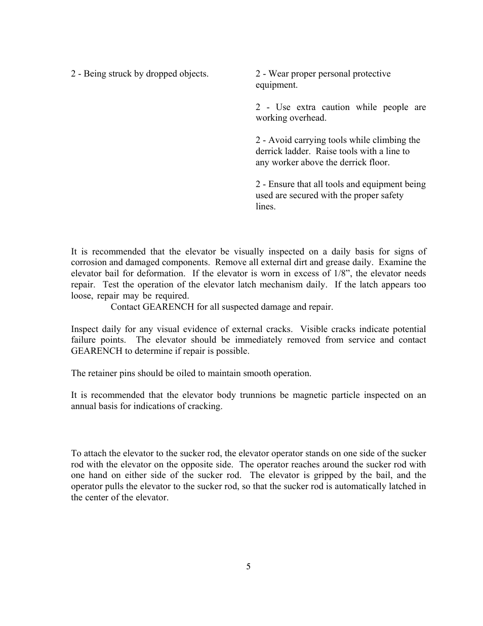 GEARENCH REA025 PETOL Suckerod Elevator User Manual | Page 7 / 11