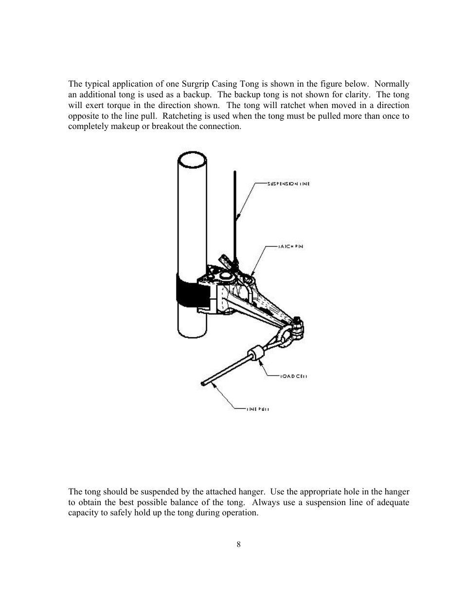 Operation, Suspension | GEARENCH SCT614H PETOL SURGRIP™ Casing Tong User Manual | Page 10 / 19