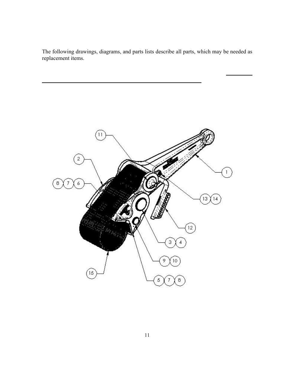 Parts list | GEARENCH SCT614H PETOL SURGRIP™ Casing Tong User Manual | Page 13 / 19