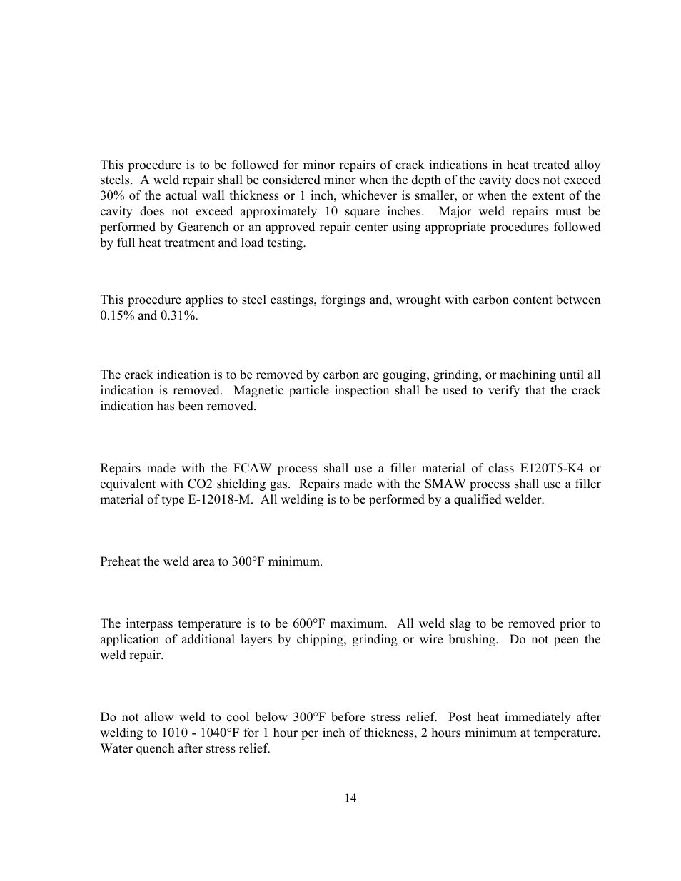 Weld repairs | GEARENCH SCT1020 PETOL SURGRIP Casing Tong User Manual | Page 16 / 18