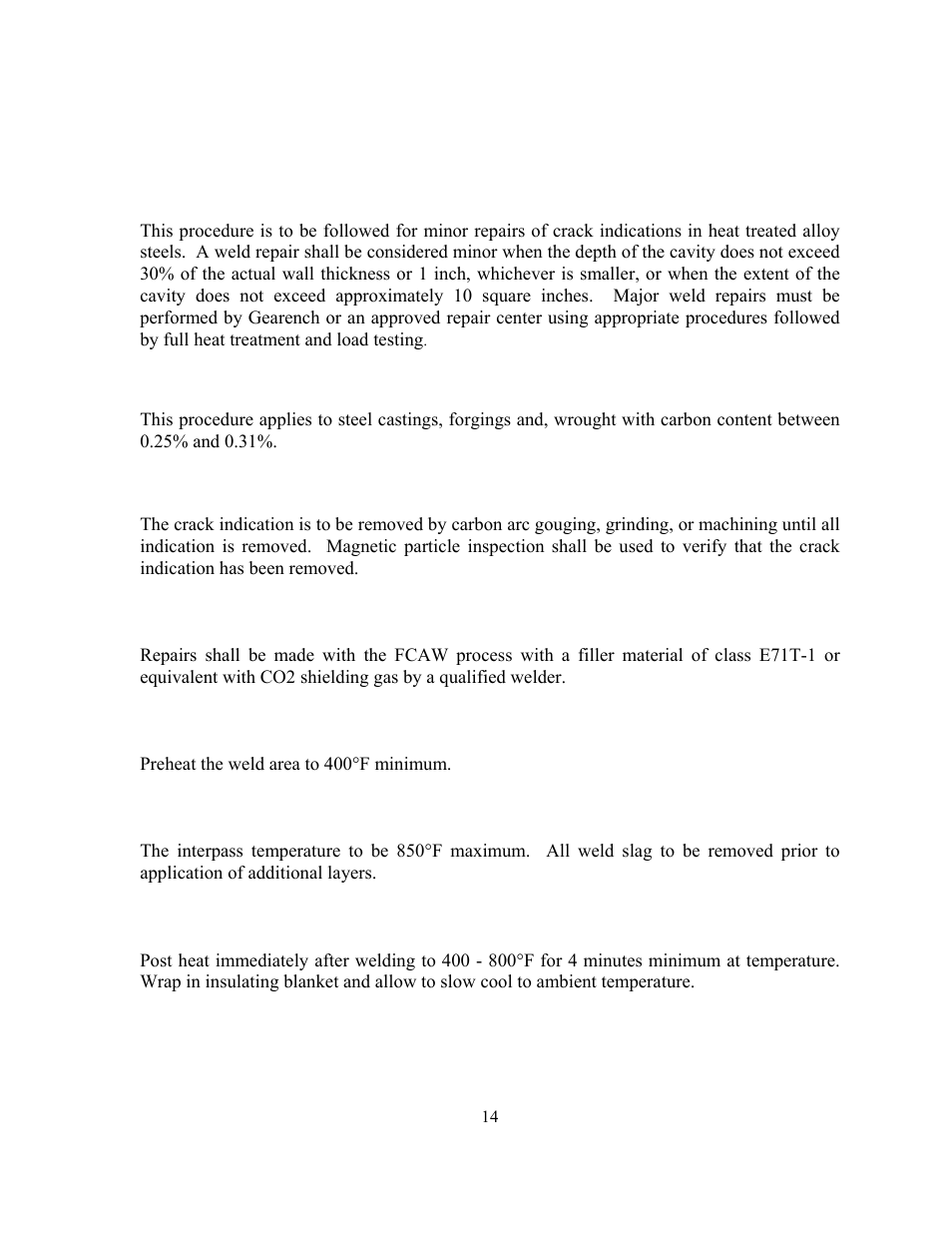 Weld repairs | GEARENCH SCT3672 PETOL SURGRIP Casing Tong User Manual | Page 16 / 18