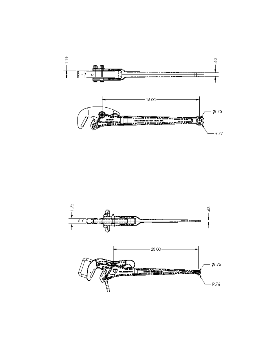 Slg10 dimensions, Slg13 dimensions | GEARENCH PETOL Slim Grip Tongs User Manual | Page 12 / 16