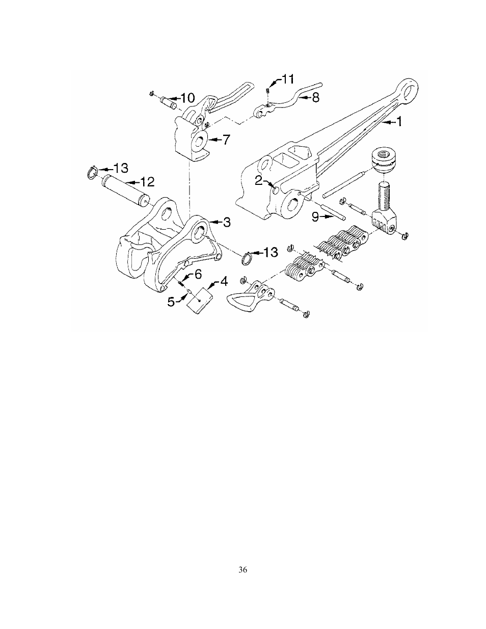 Tong assembly parts list | GEARENCH U115H PETOL HYDRA-TORK User Manual | Page 36 / 39