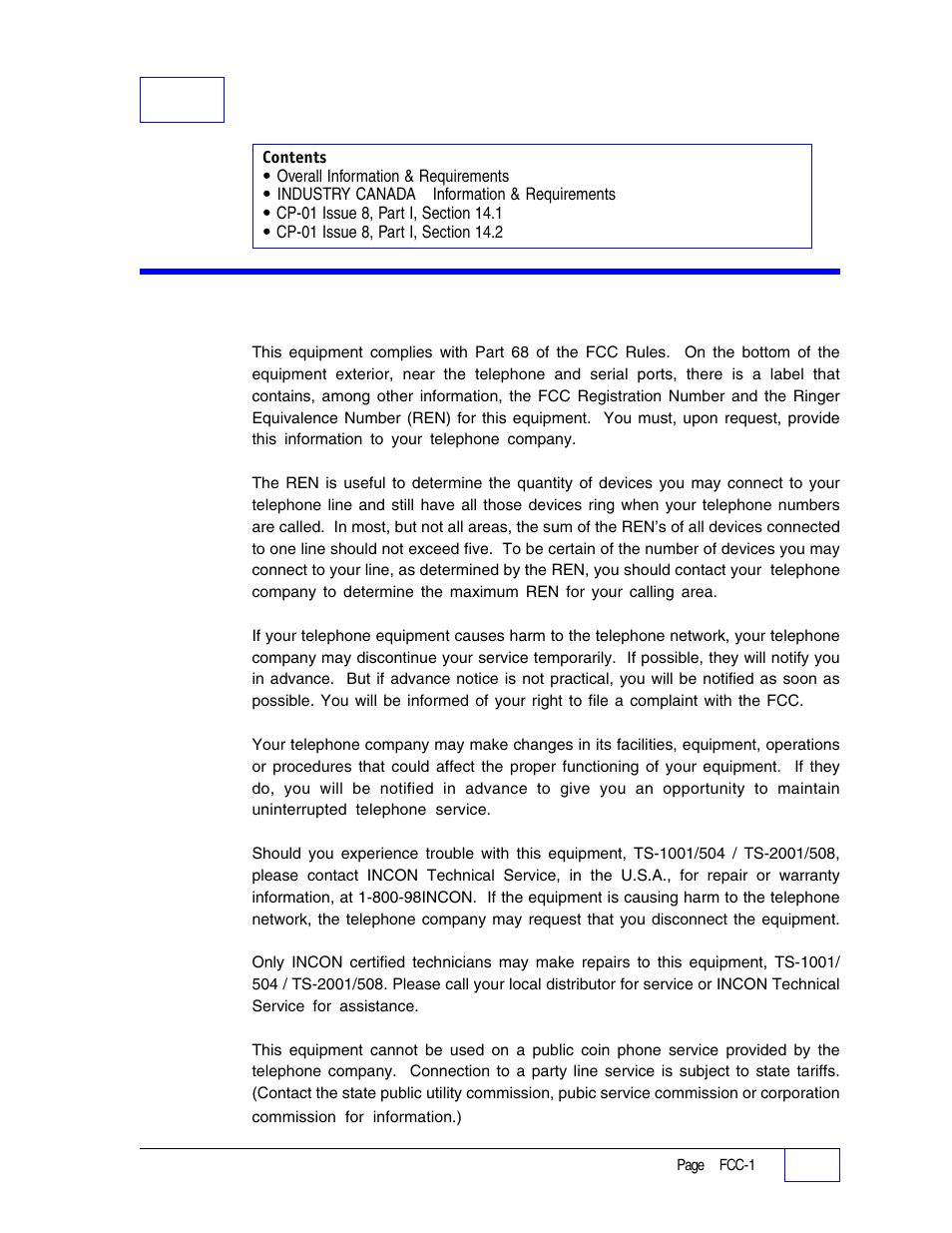 Overall information & requirements fcc, Fcc information & requirements, Overall information & requirements | Franklin Fueling Systems Tank Sentinel (TS-1001, 2001, 504, & 508) Setup Programming Guide User Manual | Page 182 / 184