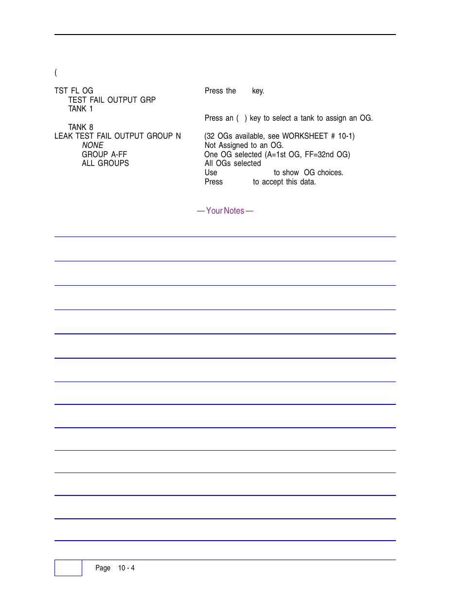 Tank leak test menu (c | Franklin Fueling Systems Tank Sentinel (TS-1001, 2001, 504, & 508) Setup Programming Guide User Manual | Page 72 / 184