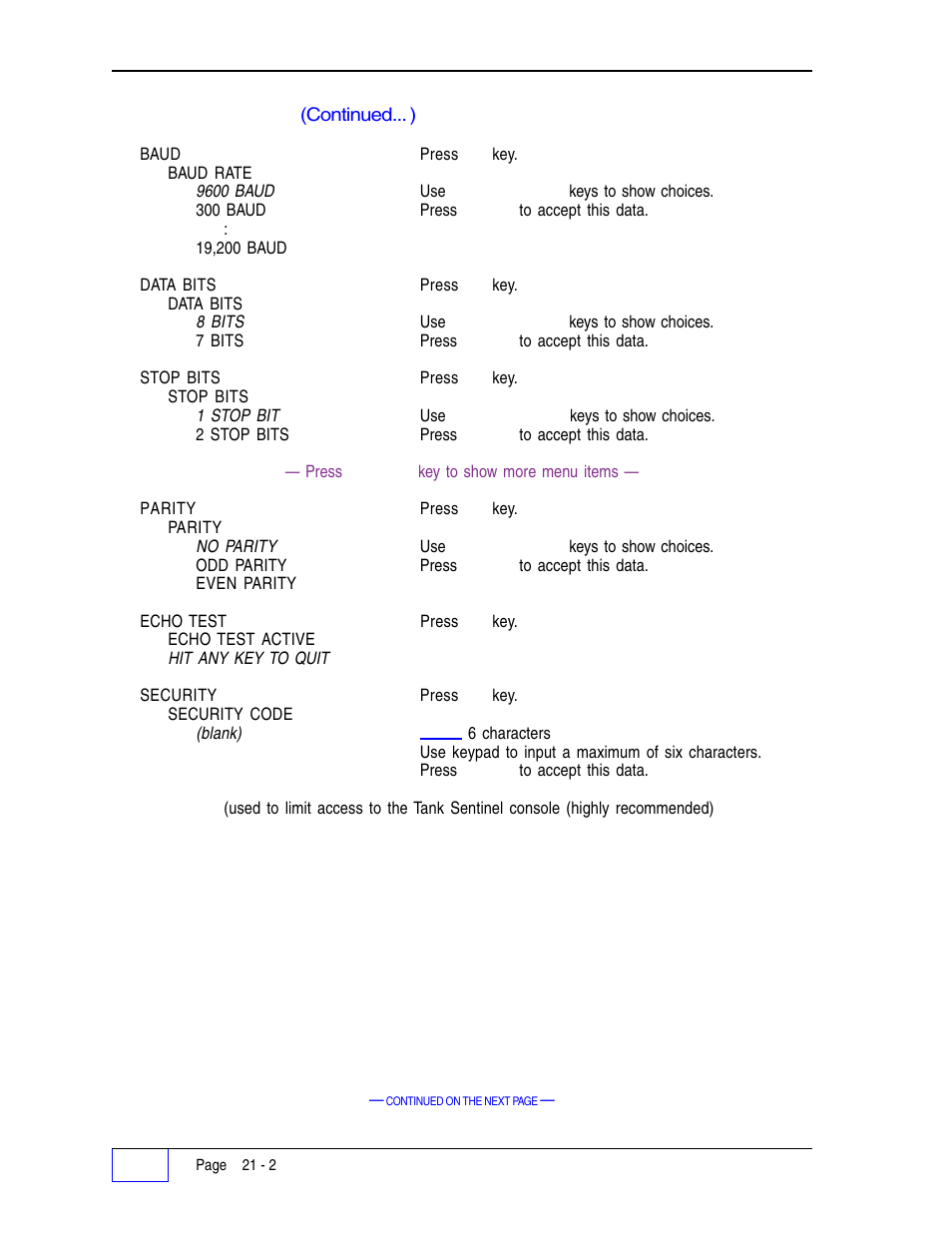 Franklin Fueling Systems Tank Sentinel (TS-1001, 2001, 504, 508 & 750) Setup Programming Guide User Manual | Page 122 / 184