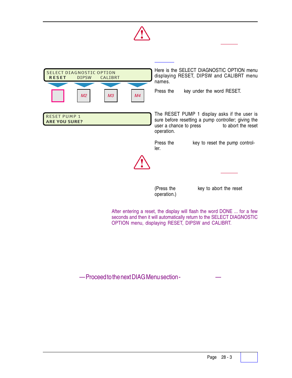 Reset menu 28, Reset 28, Reset menu | Franklin Fueling Systems Tank Sentinel (TS-1001, 2001, 504, 508 & 750) Setup Programming Guide User Manual | Page 162 / 184