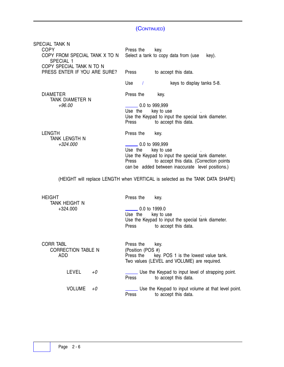 Tanks – special tank n menu | Franklin Fueling Systems Tank Sentinel (TS-1001, 2001, 504, 508 & 750) Setup Programming Guide User Manual | Page 29 / 184