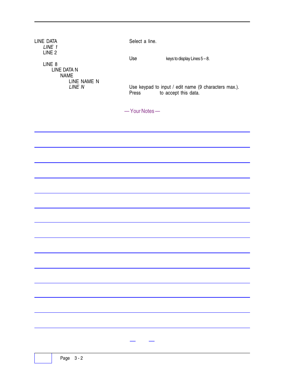 Line data menu 3, Line data menu | Franklin Fueling Systems Tank Sentinel (TS-1001, 2001, 504, 508 & 750) Setup Programming Guide User Manual | Page 35 / 184
