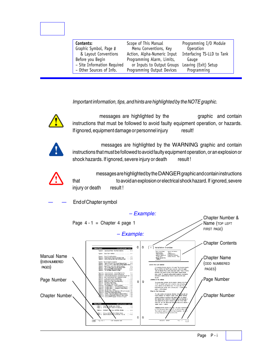 P preface p, Graphic symbol conventions p, Before you begin - read this p | Ppreface, Graphic symbol conventions | Franklin Fueling Systems Tank Sentinel (TS-1001, 2001, 504, 508 & 750) Setup Programming Guide User Manual | Page 9 / 184