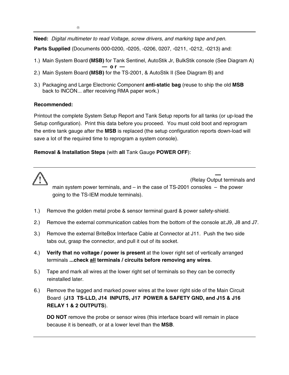 Replacement part instructions | Franklin Fueling Systems Main System Board for Tank Sentinel, AutoStik, BulkStik ATGs User Manual | Page 2 / 4