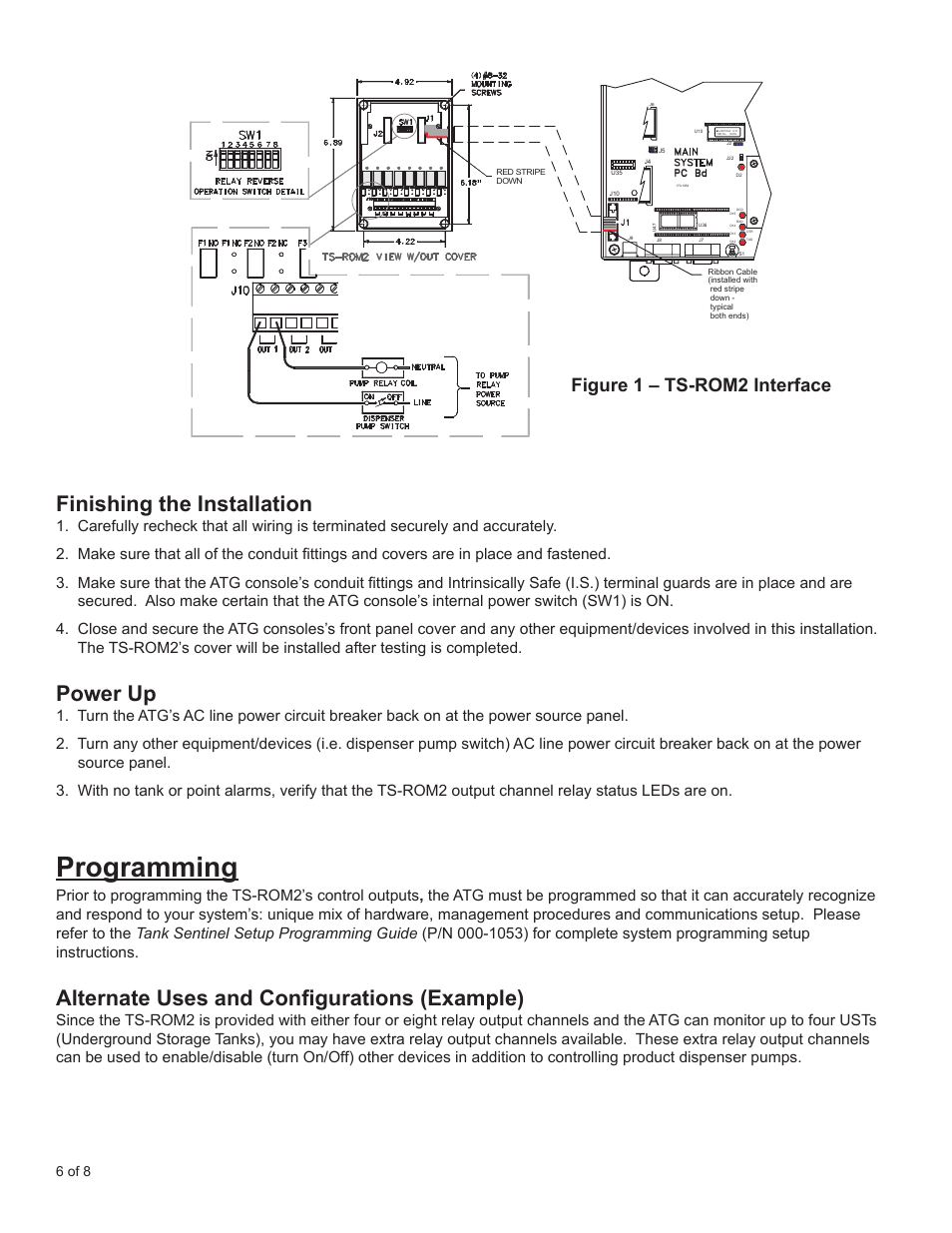 Programming, Finishing the installation, Power up | Alternate uses and configurations (example), Figure 1 – ts-rom2 interface, 6 of 8 | Franklin Fueling Systems TS-ROM2 User Manual | Page 6 / 8