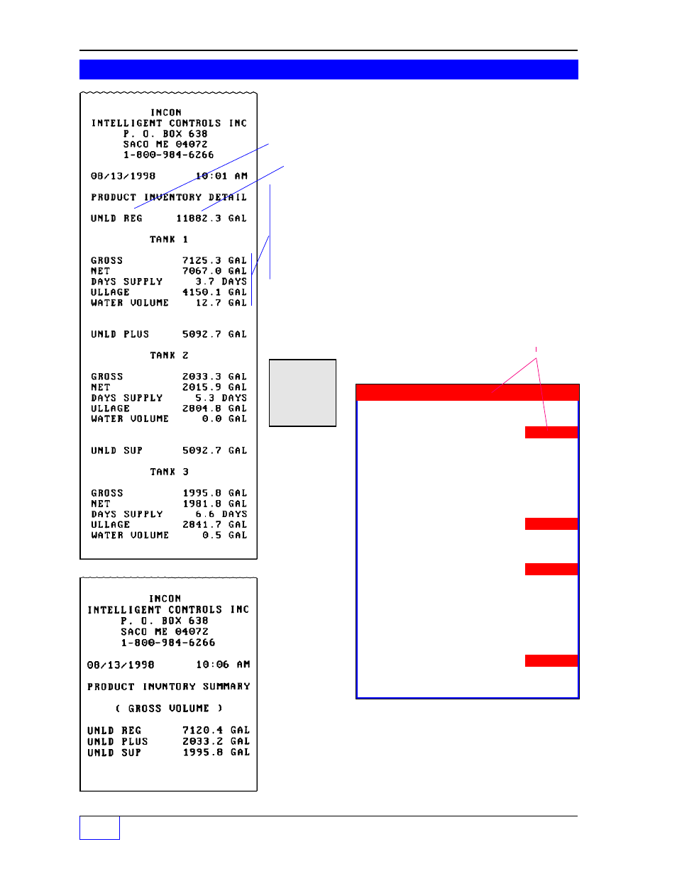 Product inventory detail report 3, Product inventory summary report 3, Inventory reports | Franklin Fueling Systems Tank Sentinel (TS-1001, 2001, 504, 508 & 750) Operators Guide Rev. D User Manual | Page 39 / 100
