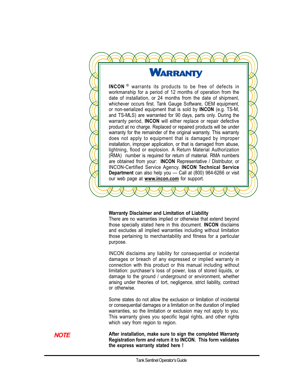 Arranty | Franklin Fueling Systems Tank Sentinel (TS-1001, 2001, 504, 508 & 750) Operators Guide Rev. D User Manual | Page 99 / 100