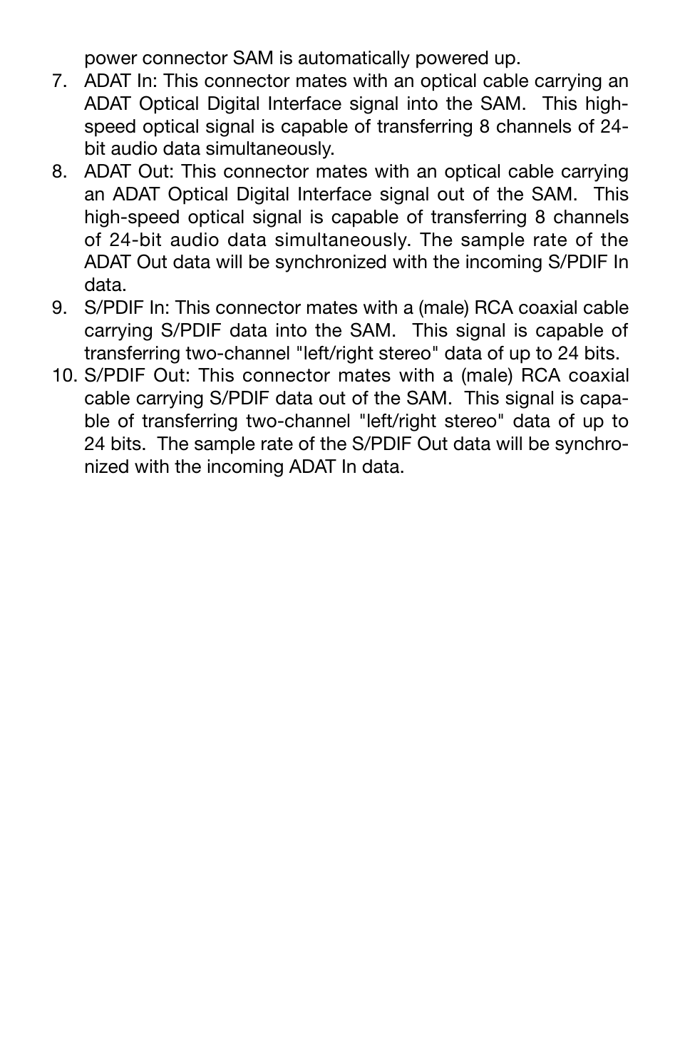 M-AUDIO SAM User Manual | Page 8 / 17