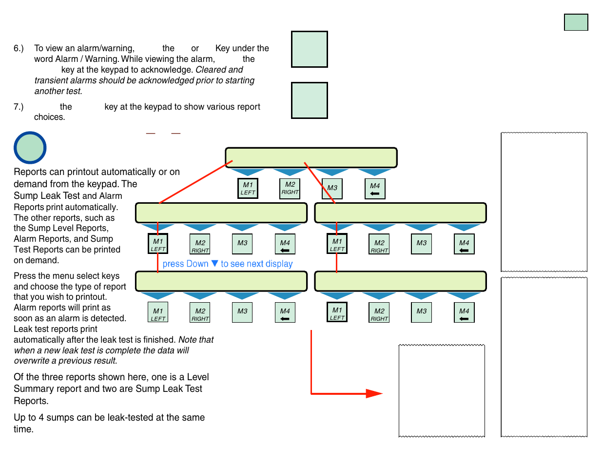 Leak testing / console operation, Reports | Franklin Fueling Systems TS-STS Sump Test System Kit User Manual | Page 7 / 8