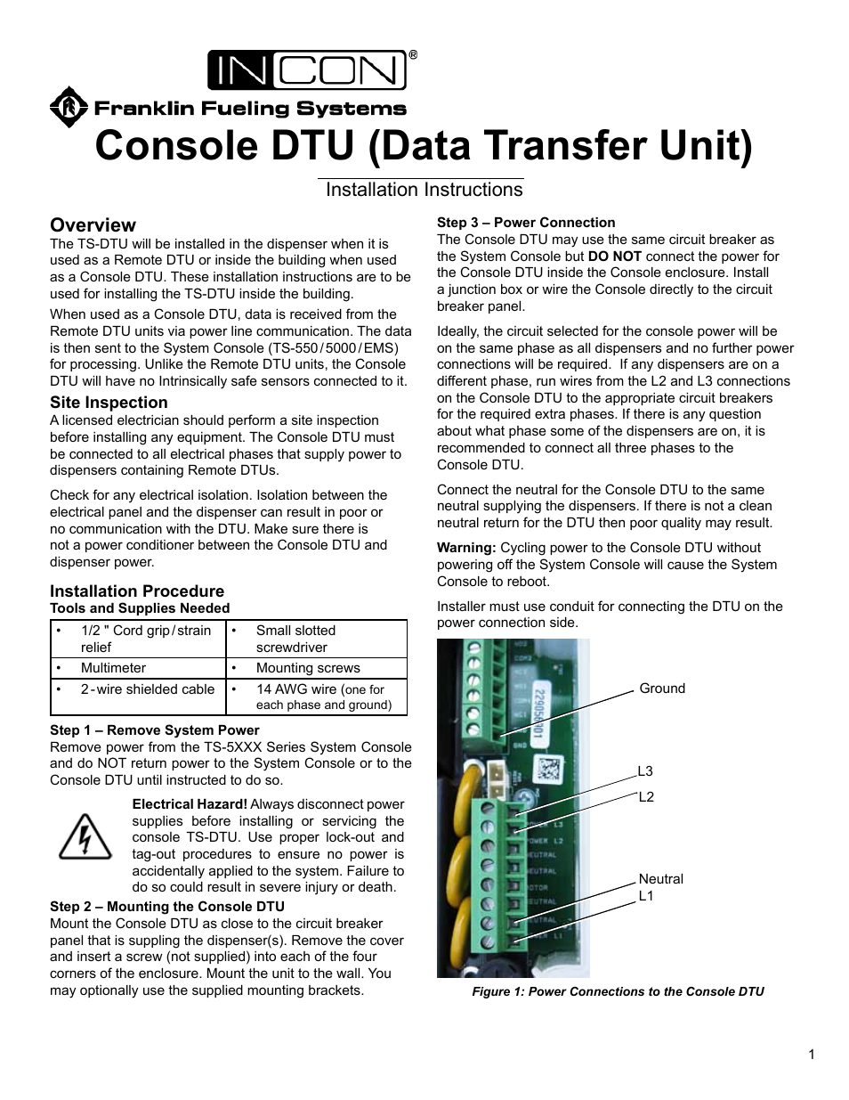 Franklin Fueling Systems Console DTU (Data Transfer Unit) User Manual | 4 pages