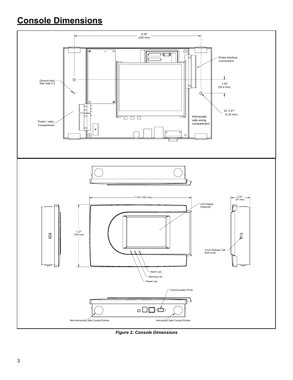 Console dimensions, Figure 2: console dimensions | Franklin Fueling Systems Colibri CL6 Installation Guide User Manual | Page 6 / 12