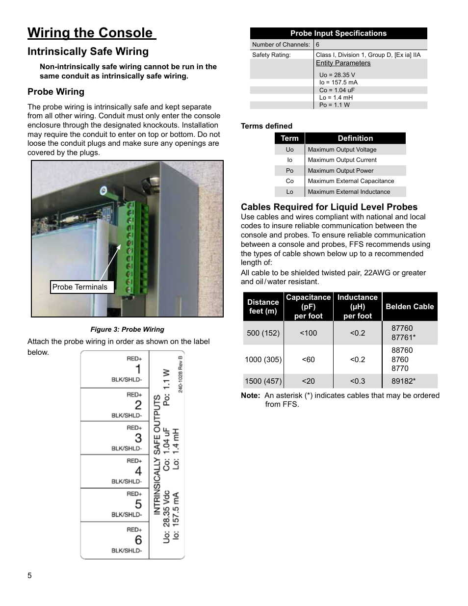 Wiring the console, Intrinsically safe wiring | Franklin Fueling Systems Colibri CL6 Installation Guide User Manual | Page 8 / 12