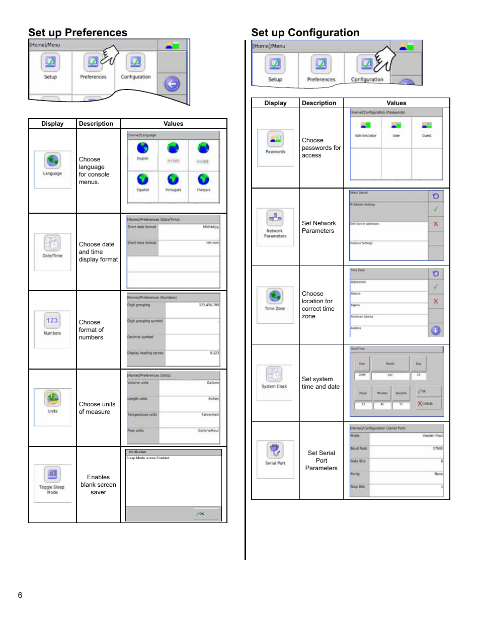 Set up preferences, Set up configuration | Franklin Fueling Systems Colibri CL6 Setup and Operators Guide User Manual | Page 6 / 32