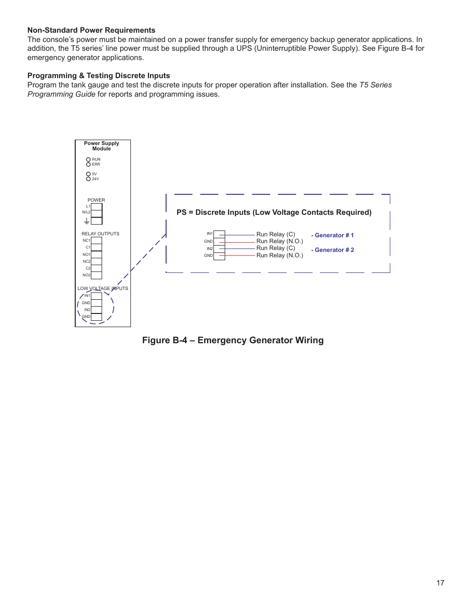 Figure b-4 – emergency generator wiring | Franklin Fueling Systems T5 Series Fuel Management System Installation Guide User Manual | Page 17 / 30