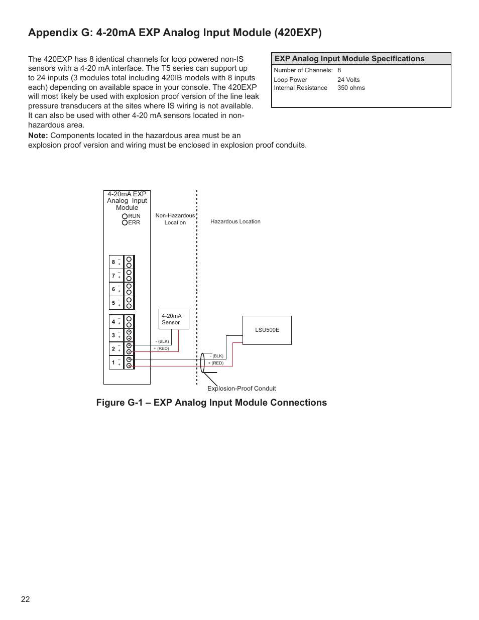 Figure g-1 – exp analog input module connections | Franklin Fueling Systems T5 Series Fuel Management System Installation Guide User Manual | Page 22 / 30
