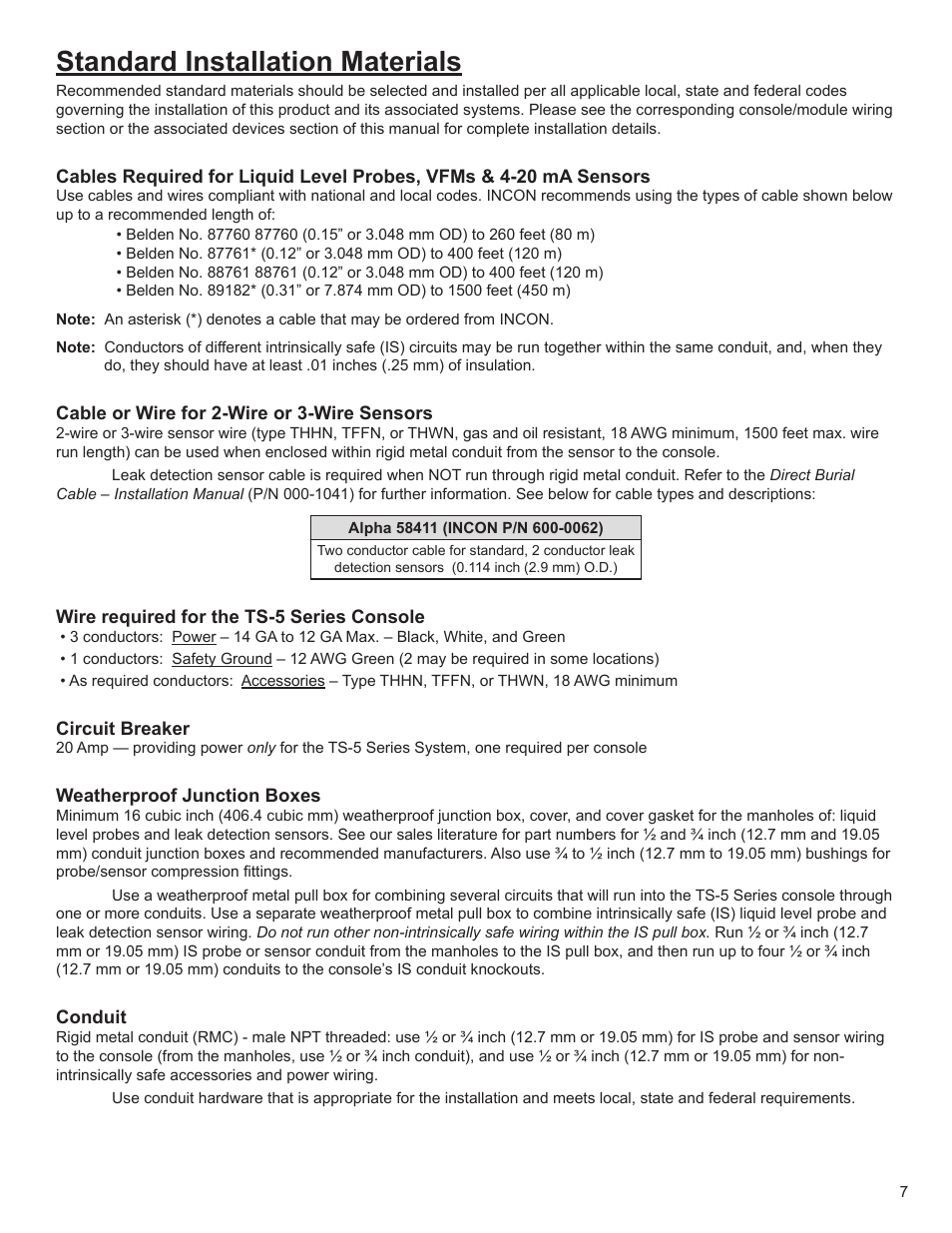Standard installation materials | Franklin Fueling Systems T5 Series Fuel Management System Installation Guide User Manual | Page 7 / 30