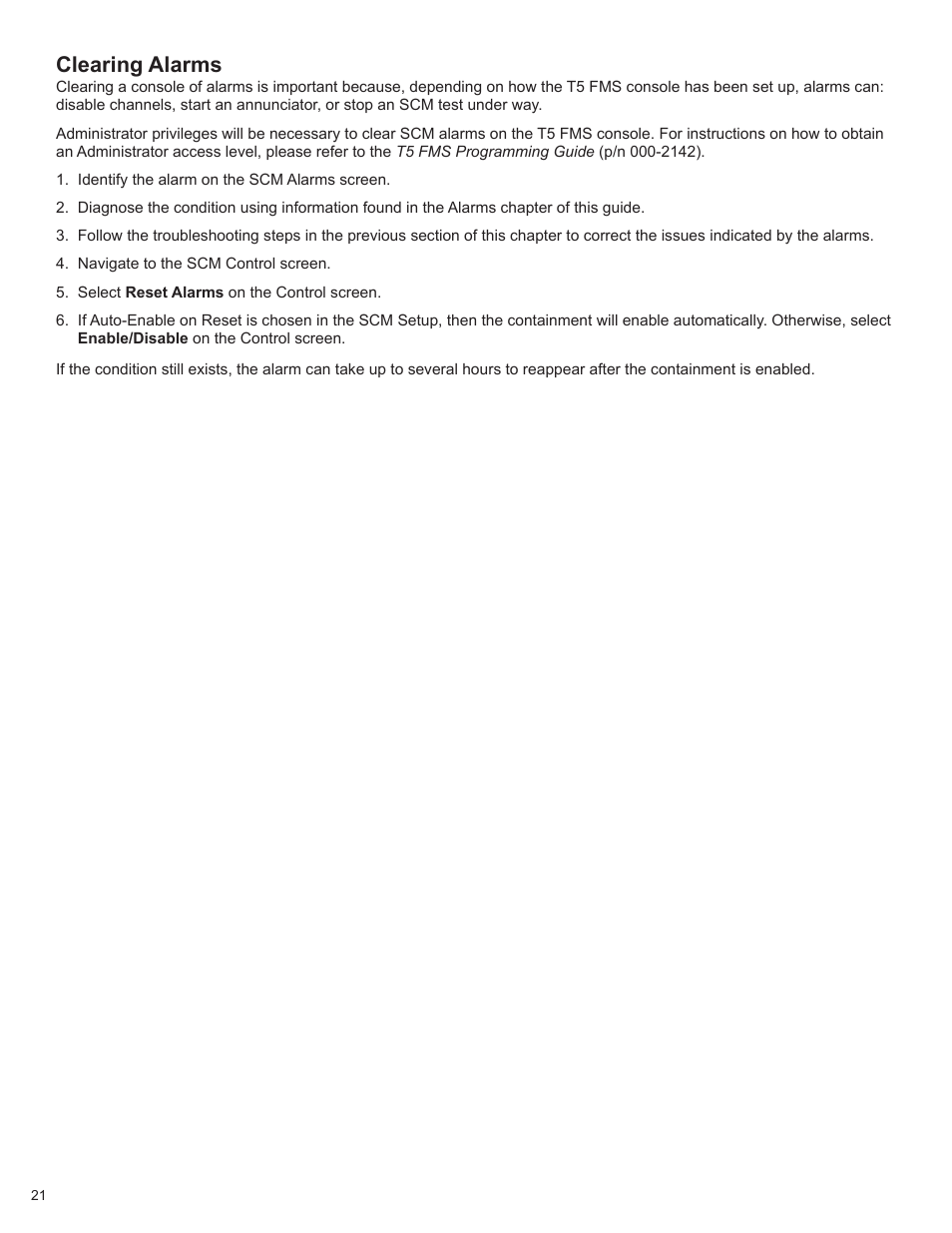 Clearing alarms | Franklin Fueling Systems TS-550/TS-5000 consoles Secondary Containment Monitoring User Manual | Page 24 / 28