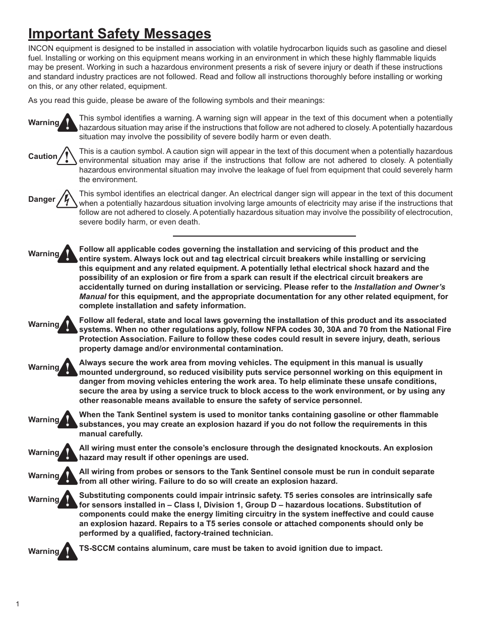 Important safety messages | Franklin Fueling Systems TS-550/TS-5000 consoles Secondary Containment Monitoring User Manual | Page 4 / 28