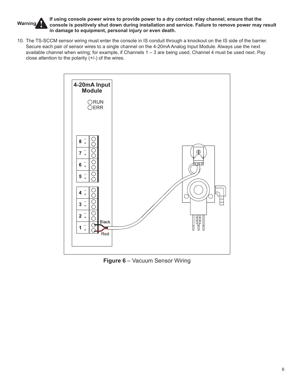 20ma input module, Figure 6 – vacuum sensor wiring | Franklin Fueling Systems TS-550/TS-5000 consoles Secondary Containment Monitoring User Manual | Page 9 / 28