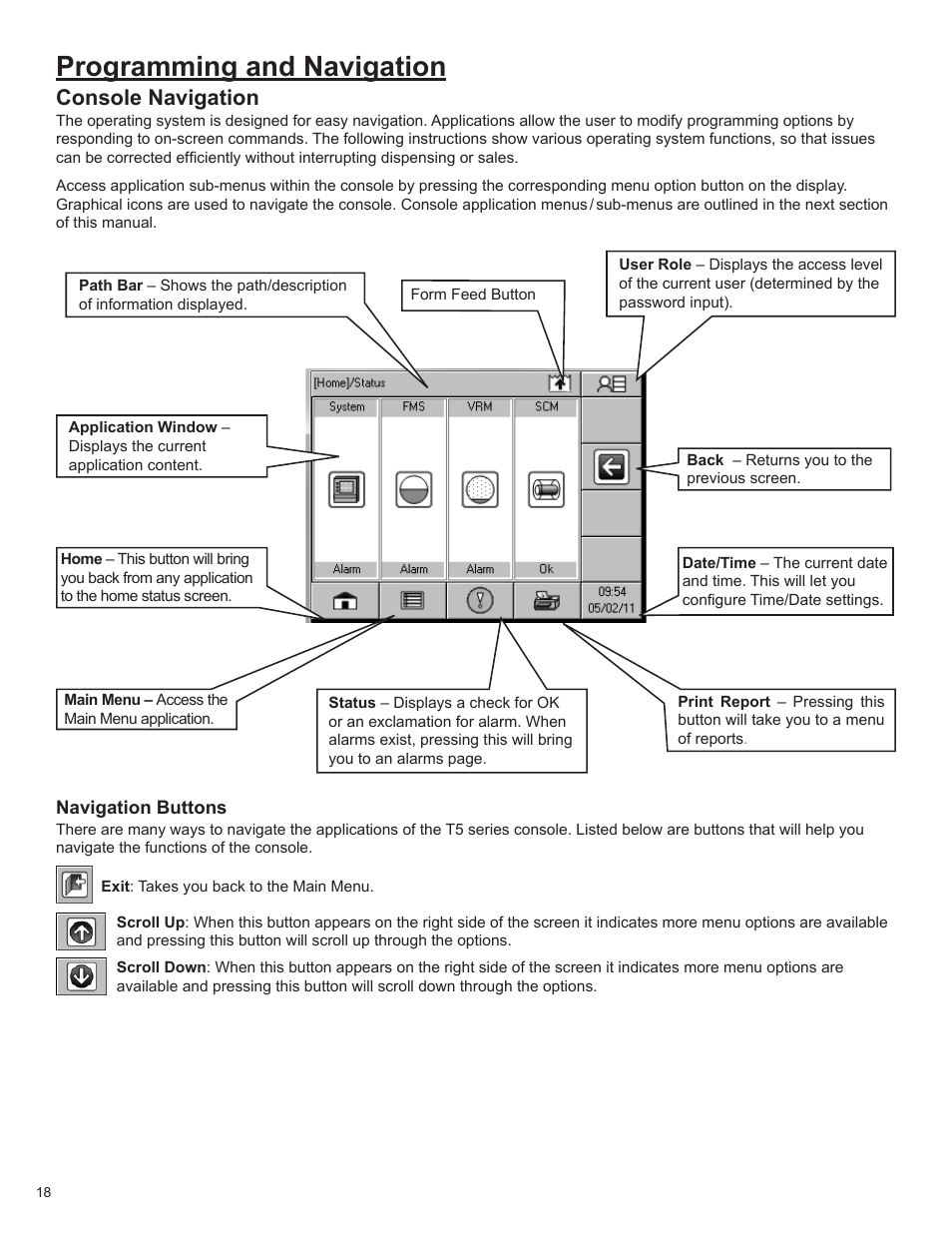 Programming and navigation, Console navigation | Franklin Fueling Systems T5 Series Fuel Management System Programming Guide User Manual | Page 22 / 66