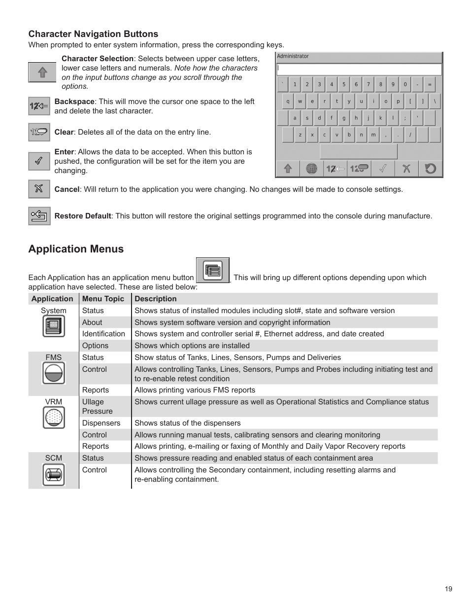 Application menus | Franklin Fueling Systems T5 Series Fuel Management System Programming Guide User Manual | Page 23 / 66