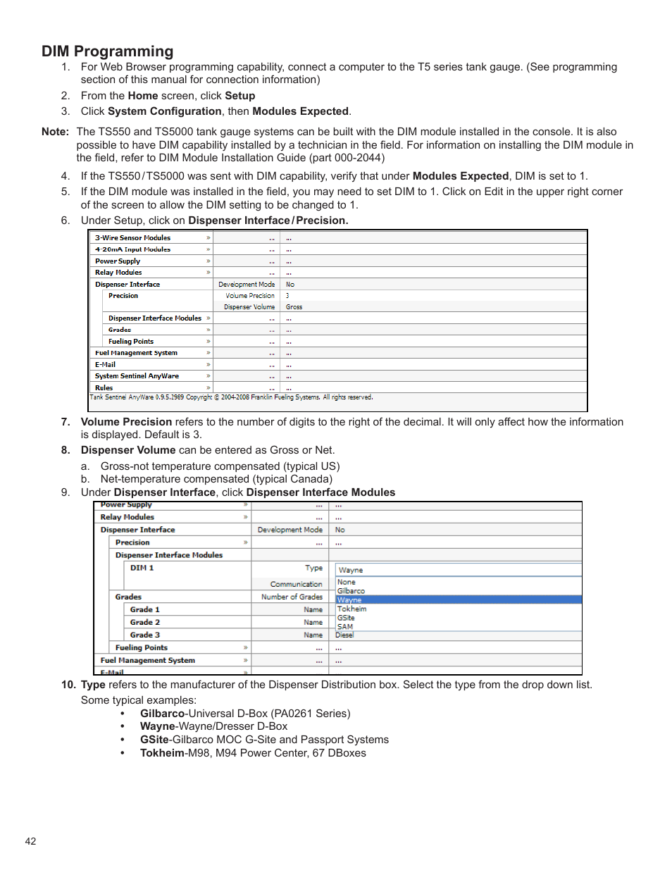 Dim programming | Franklin Fueling Systems T5 Series Fuel Management System Programming Guide User Manual | Page 46 / 66
