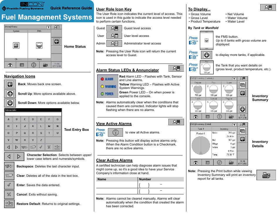 Franklin Fueling Systems T5 Series Fuel Management System Quick Reference Guide User Manual | 2 pages