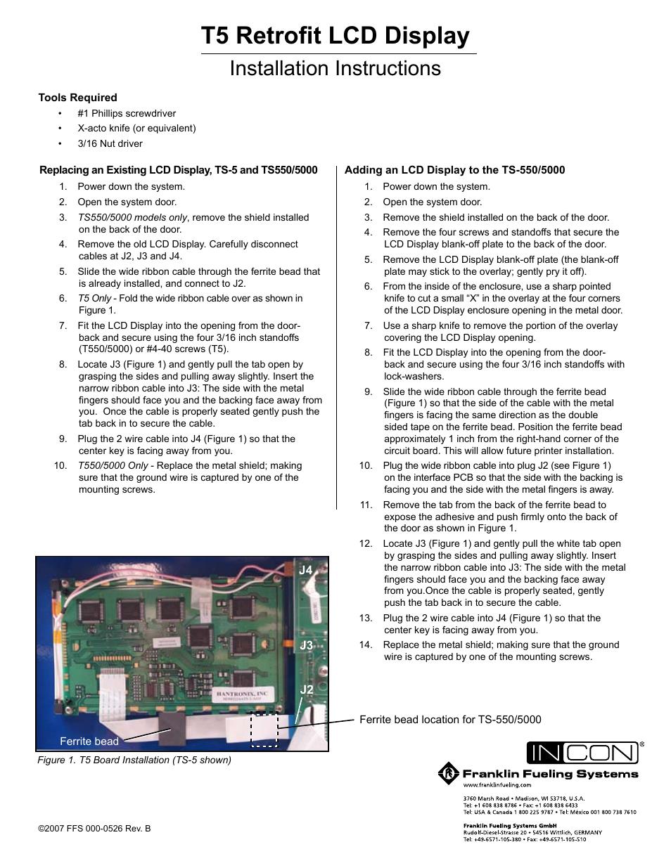 Franklin Fueling Systems T5 Retrofit LCD Display Installation User Manual | 1 page