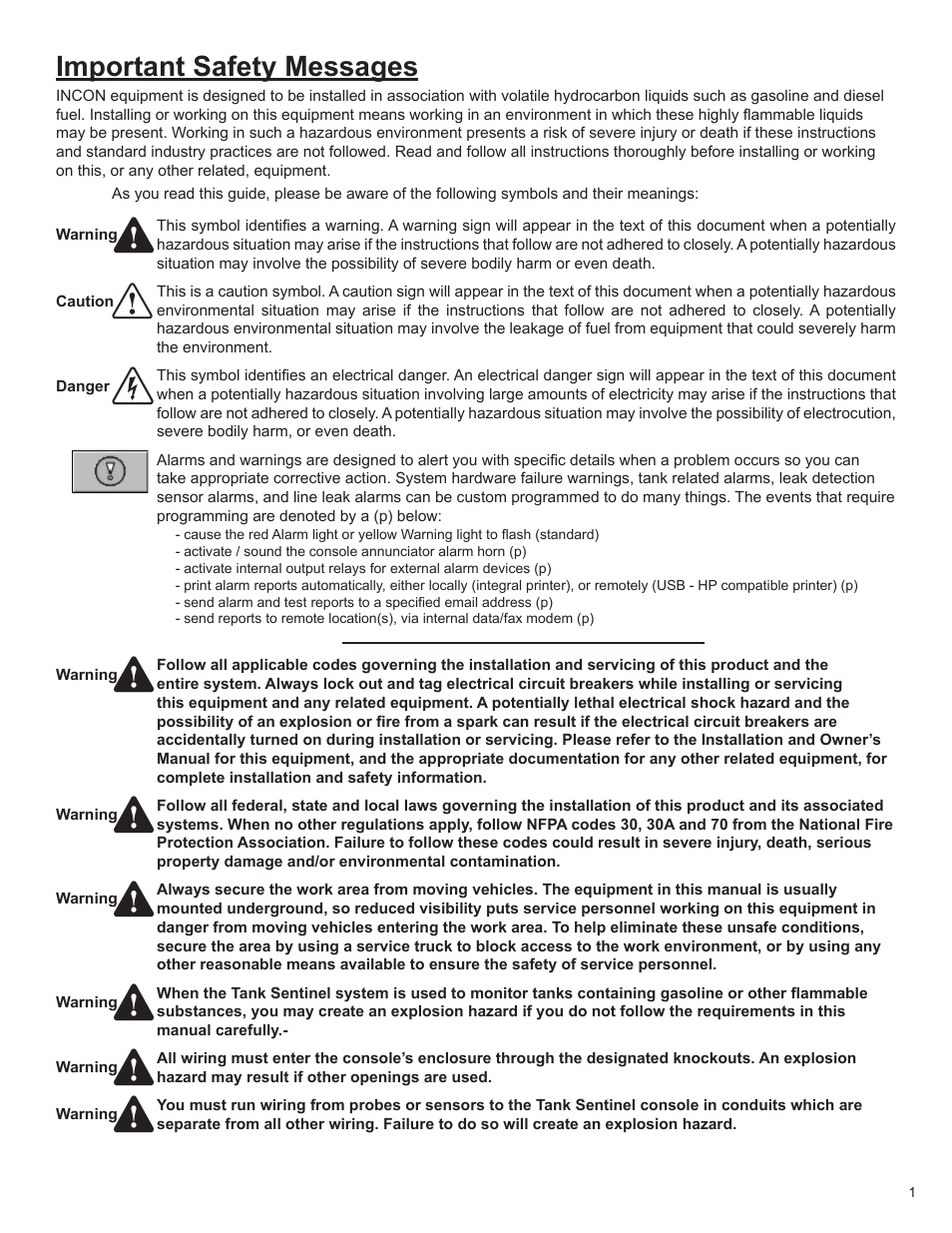 Important safety messages | Franklin Fueling Systems T5 Tank Sentinel Programming Guide User Manual | Page 5 / 48