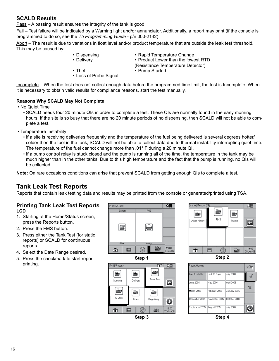 Tank leak test reports | Franklin Fueling Systems T5 Series Fuel Management System Operators Guide User Manual | Page 20 / 48