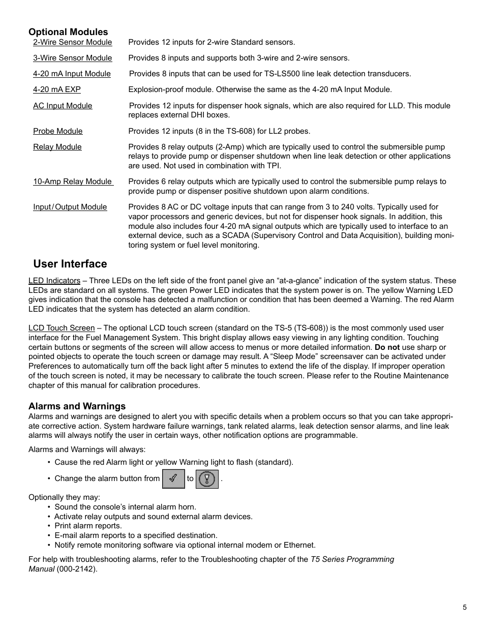 User interface | Franklin Fueling Systems T5 Series Fuel Management System Operators Guide User Manual | Page 9 / 48