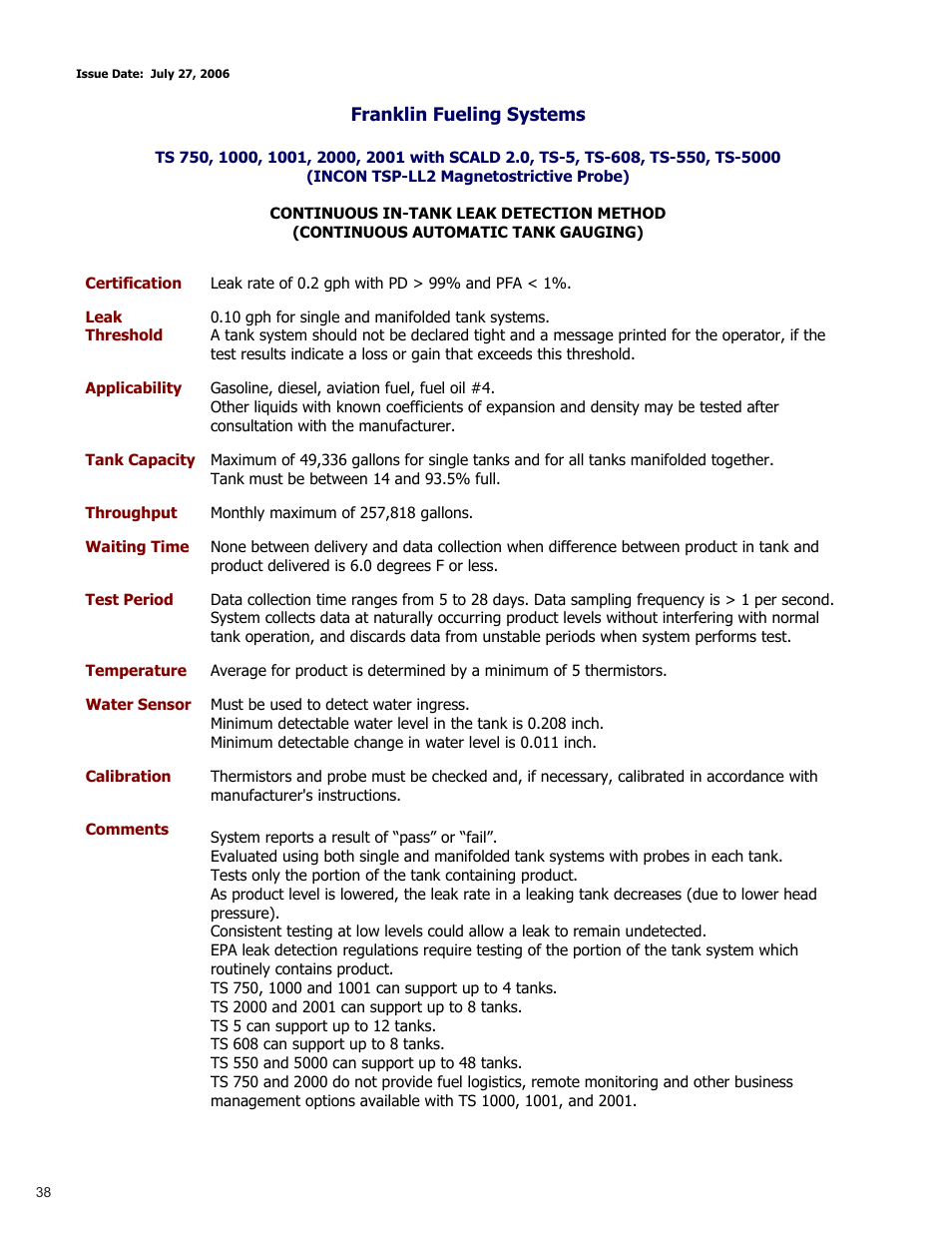 Franklin Fueling Systems TS 550 evo Fuel Management System Operators Guide User Manual | Page 42 / 48