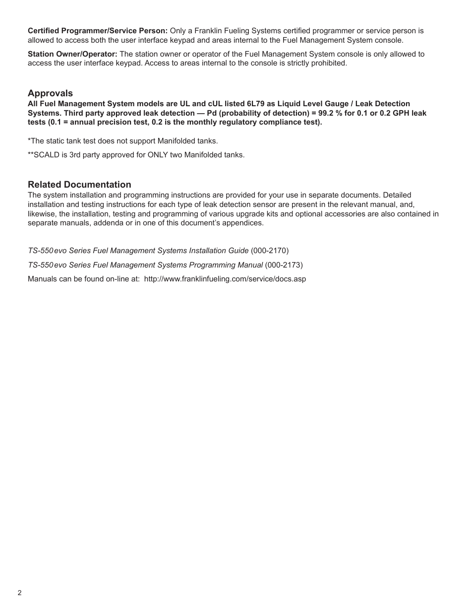 Franklin Fueling Systems TS 550 evo Fuel Management System Operators Guide User Manual | Page 6 / 48