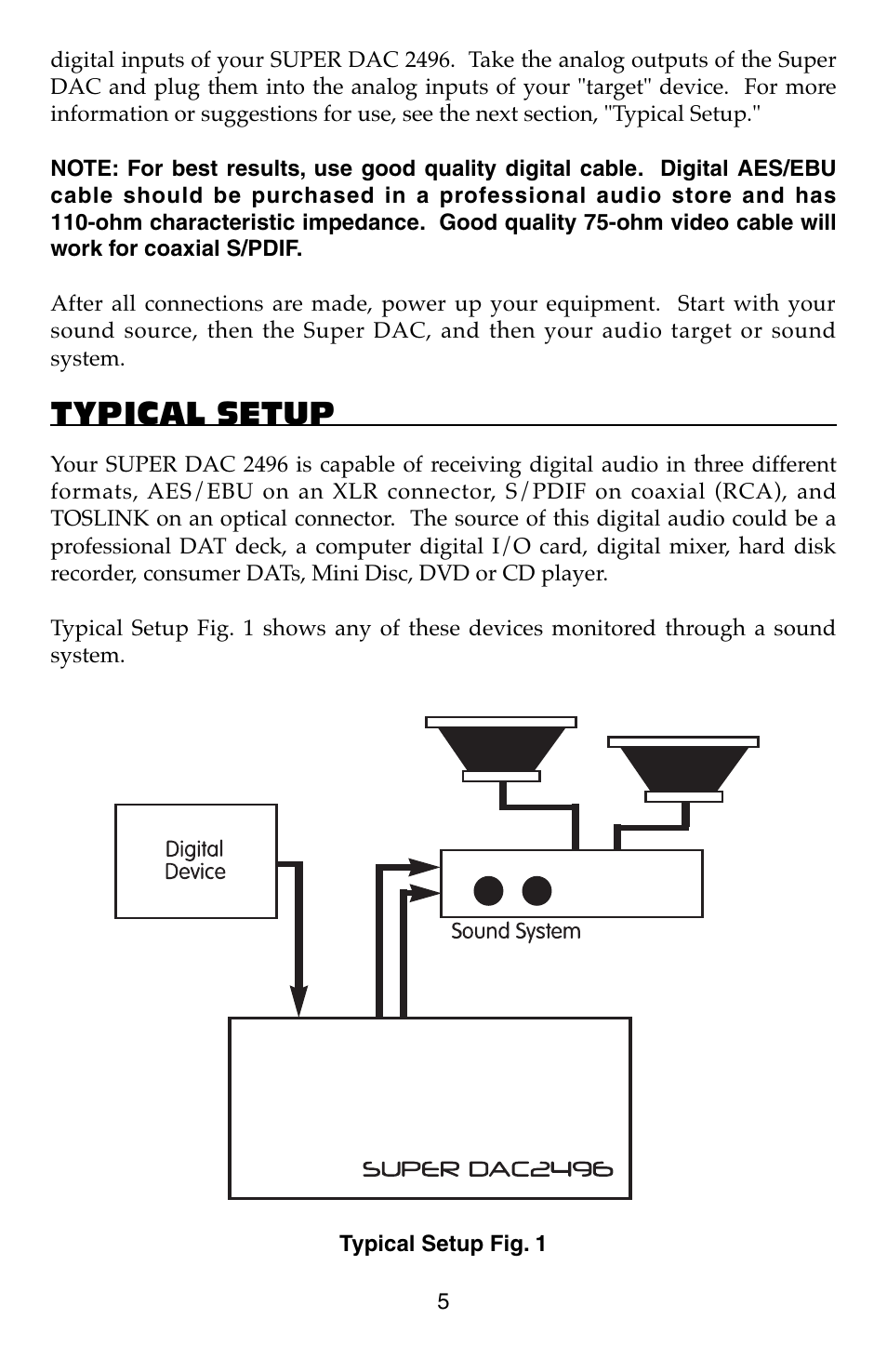Typical setup | M-AUDIO Super DAC User Manual | Page 5 / 12