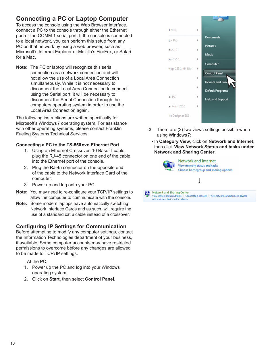 Connecting a pc or laptop computer | Franklin Fueling Systems TS 550 evo Fuel Management System Programming Guide User Manual | Page 10 / 54